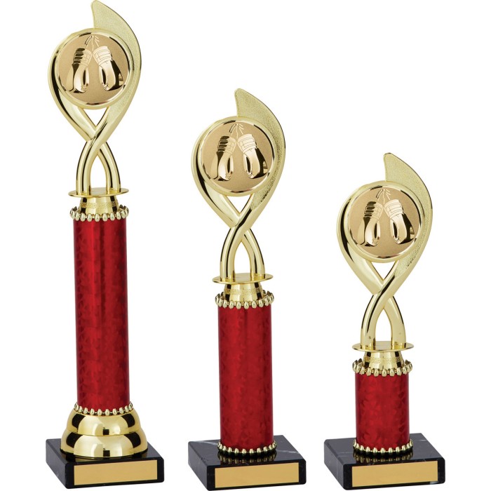 BOXING GLOVE COLUMN PLASTIC TROPHY - 3 SIZES BOXING GLOVE COLUMN PLASTIC TROPHY - 3 SIZES